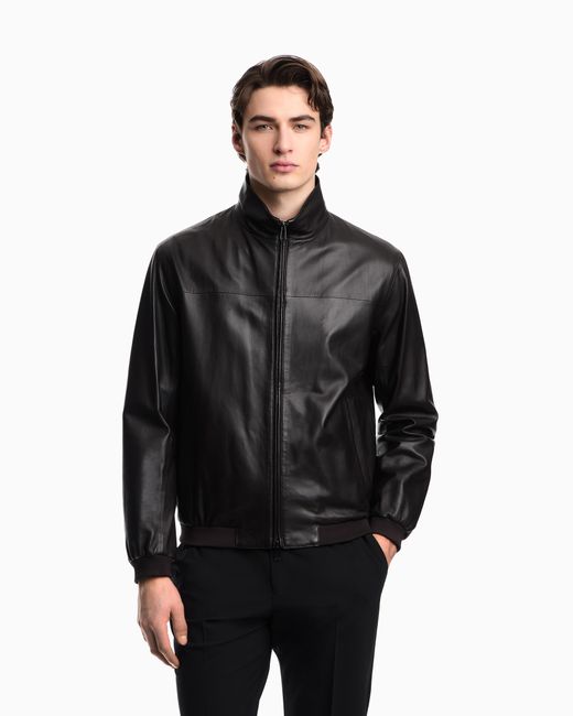 Emporio Armani Black Glove-Like Nappa Lambskin Blouson for men