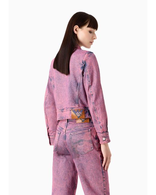 Emporio Armani Purple Sustainability Values Capsule Collection Over-dyed Organic Lyocell-blend Denim Jacket