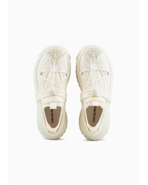 Emporio Armani White Nylon Sneakers With Scuba Details And Drawstring for men