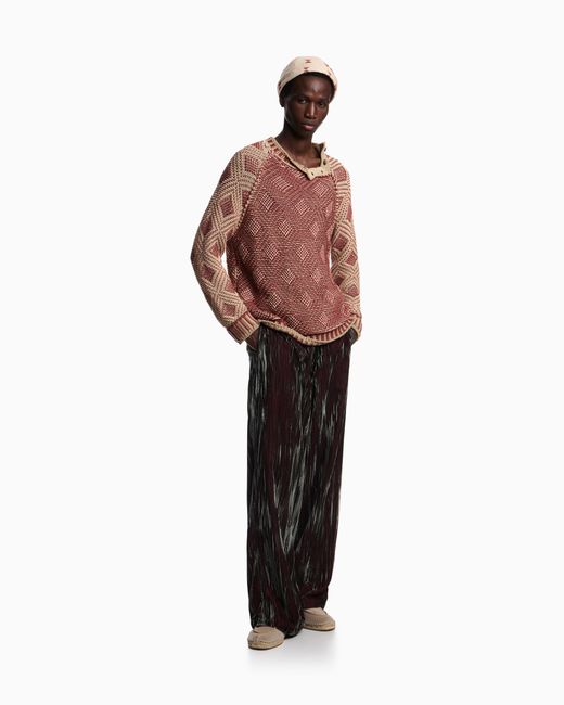 Emporio Armani Brown Iridescent Froissé Velvet Trousers for men