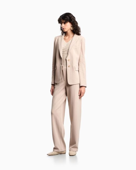 Emporio Armani Natural Stretch Jersey Jumper With Gathering Detail