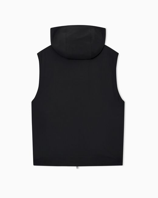 Emporio Armani Black Hooded Sleeveless Jacket for men