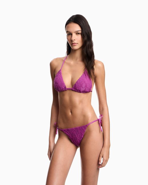 Bikini De Triángulo Con Relleno En Tejido Jacquard Reciclado Con Llamativo Motivo Integral De Logotipo En 3D Asv Emporio Armani de color Pink