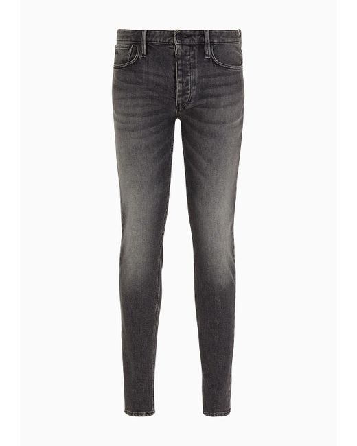 Emporio Armani Gray J75 Slim-fit Vintage-look Denim Jeans for men