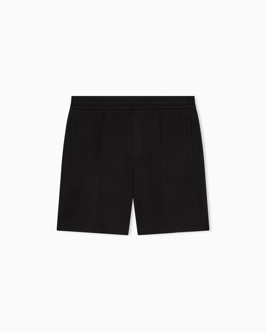 Emporio Armani Black Double-Jersey Bermuda Shorts With Ribs for men