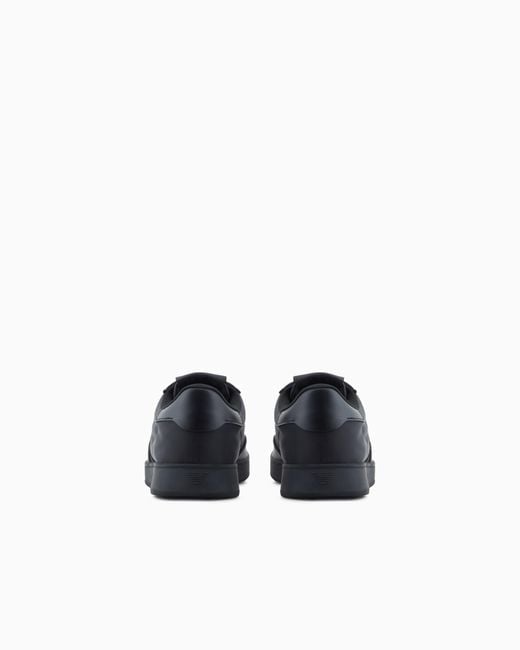 Emporio Armani Blue Nylon Sneakers With Leather Details for men