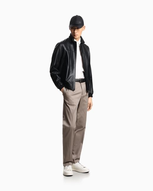 Emporio Armani Black Glove-Like Nappa Lambskin Blouson for men