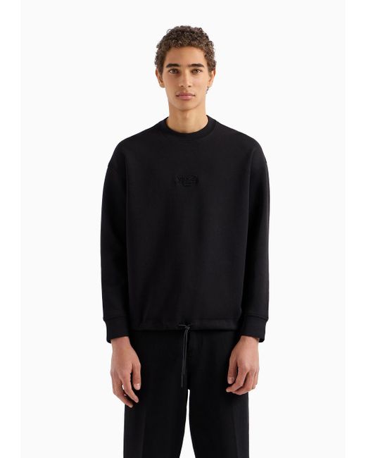 Emporio Armani Sweatshirt Aus Doppeljersey Mit Farblich Passender Logostickerei in Black für Herren