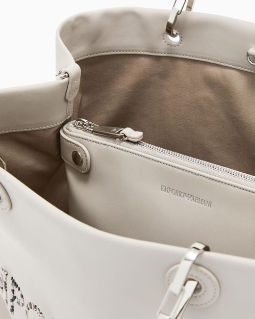 Emporio Armani White Myea Medium Shopper Bag