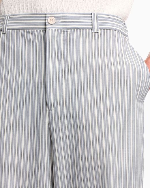 Emporio Armani White Straight-Leg Striped Trousers for men