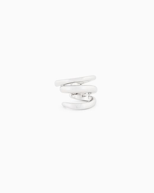 Emporio Armani White Tone Brass Cuff Earring