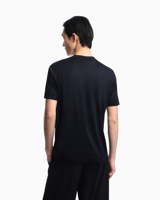 Emporio Armani Blue Slim-Fit Lyocell-Blend Jersey T-Shirt With Logo Patch for men