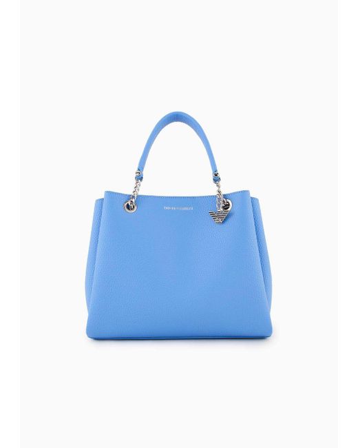 Emporio Armani Blue Palmellato Leather-effect Handbag With Eagle Charm