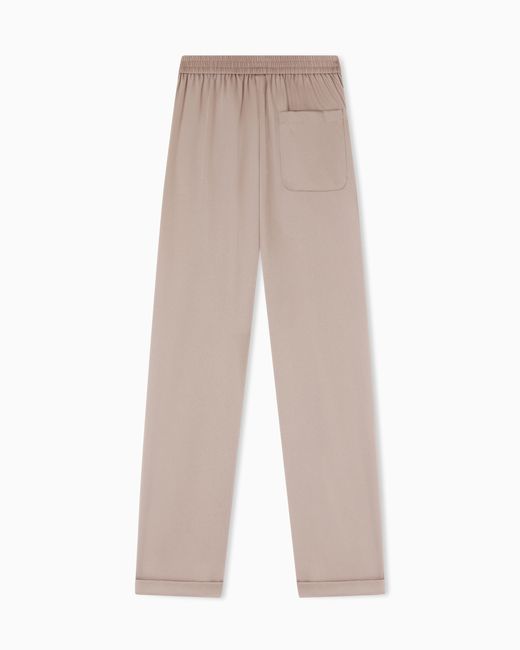 Emporio Armani White Twill Crêpe Trousers With Elasticated Waist