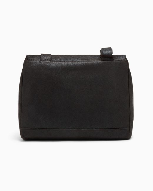Emporio Armani Black Waxed Suede Messenger Bag for men
