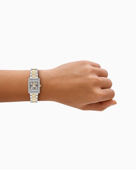 Emporio Armani White Two-Hand-Tone Stainless Steel Watch