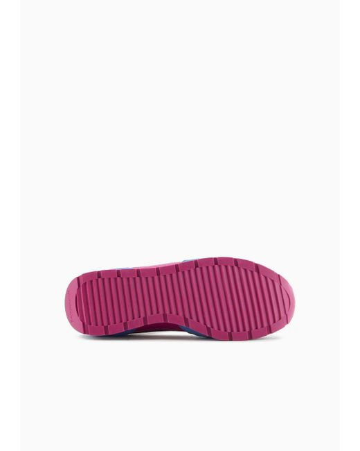 Emporio Armani Purple Sneaker Aus Mesh Mit Veloursleder-details Und Maxi-adler-patch
