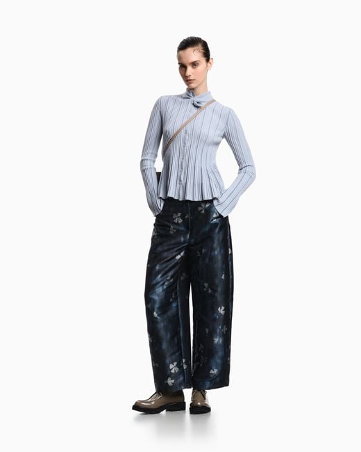 Emporio Armani Blue Classic-Collar Cardigan