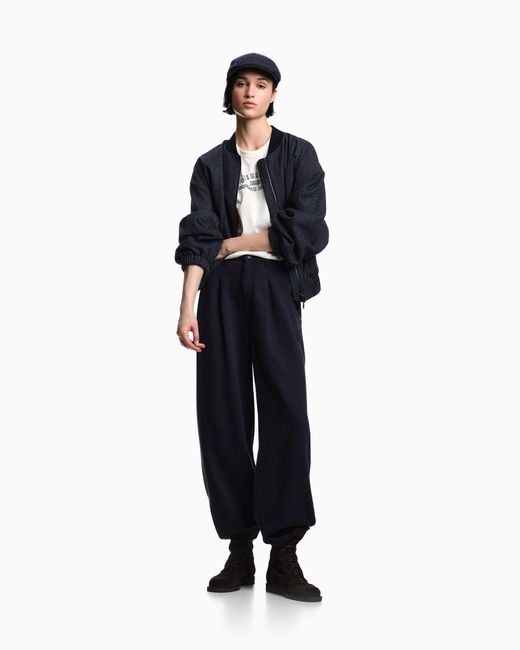 Emporio Armani Blue J8H Relaxed-Fit Garment-Dyed Lyocell Trousers