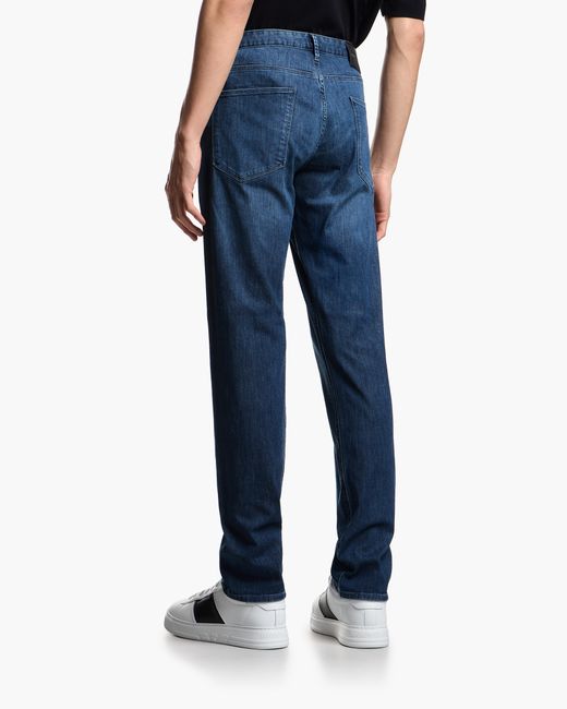 Emporio Armani Blue J06 Slim-Fit, Lightly Worn-Look 8-Oz Denim Jeans for men