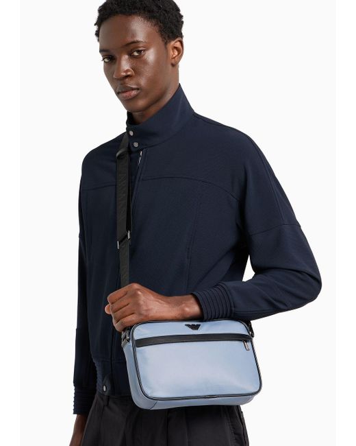 Emporio Armani Blue Armani Sustainability Values Recycled Nylon Shoulder Bag for men