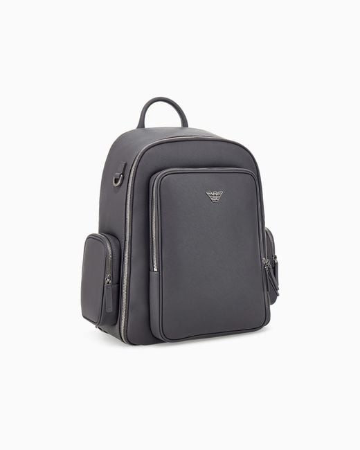 Emporio Armani Gray Backpack With A Metallic Logo And-Tone Zips for men