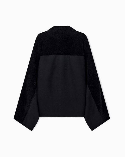 Emporio Armani Black Viscose Pullover With High Neck And Wide Sleeves