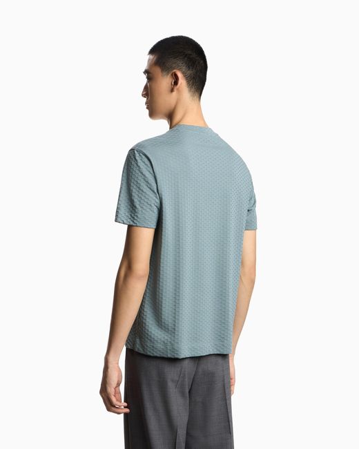 Emporio Armani Blue Us Exclusive Jacquard Jersey T-Shirt for men