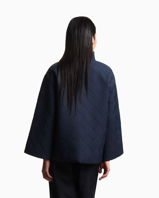 Emporio Armani Blue Nylon Padded Pea Coat