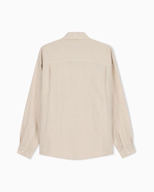 Emporio Armani Natural Denim-Effect Linen-Blend Shirt for men
