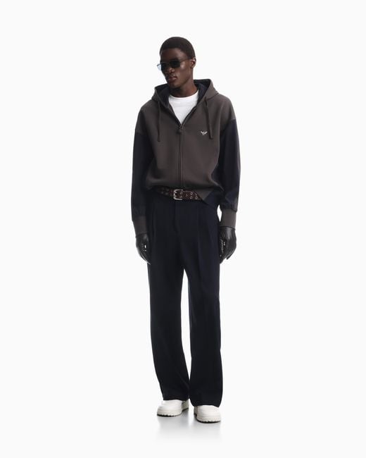 Emporio Armani Blue French Terry Jersey Zip-Up Hoodie Hong Kong Capsule Collection for men