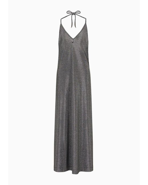 Emporio Armani Gray Beachwear Langes Kleid Aus Lurex-gewebe