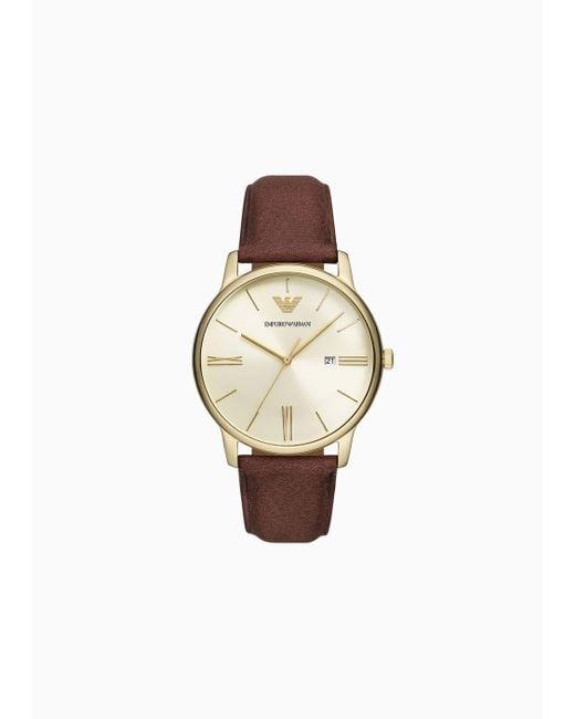 Emporio Armani White Leather Strap Watches for men
