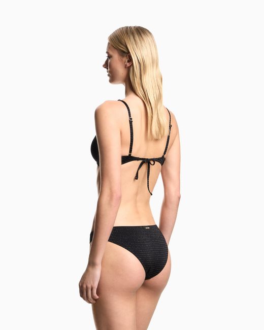 Emporio Armani Black Padded Lycra And Lurex Triangle Bikini