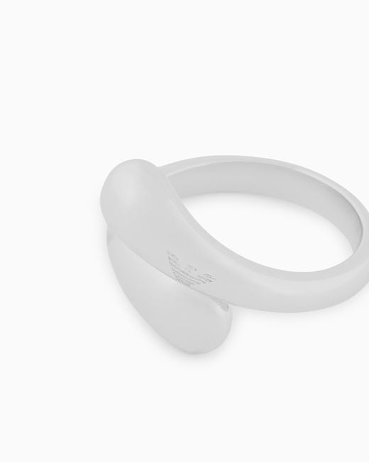Emporio Armani White Tone Brass Band Ring
