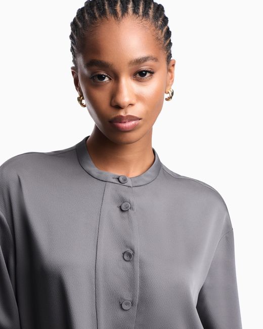 Emporio Armani Gray Shirt With Partial Buttoning