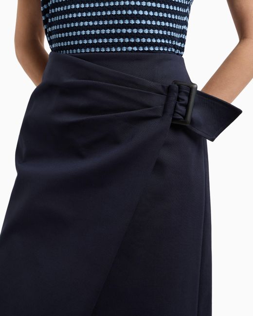 Falda Con Panel De Algodón Elástico Compacto Emporio Armani de color Blue