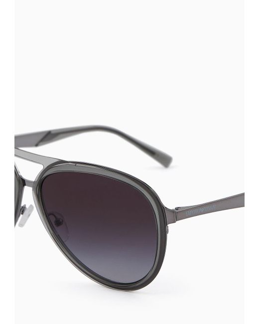 Emporio Armani Gray Aviator Sunglasses for men