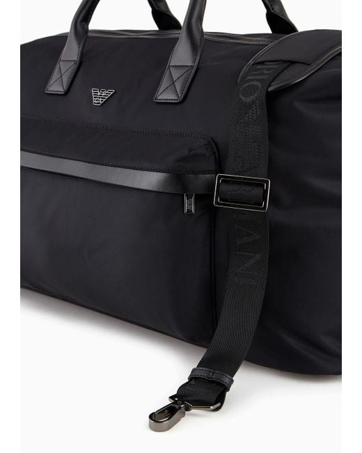 Emporio Armani Black Asv Recycled Nylon Weekend Bag for men