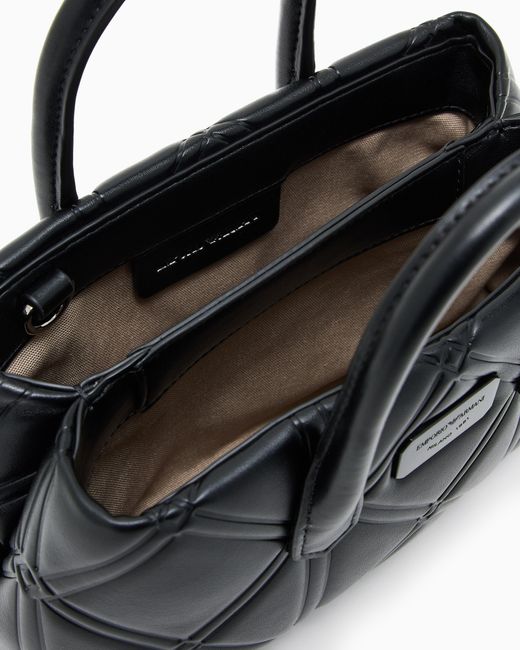Emporio Armani Blue Nappa Leather-Effect Mini Bag With Embossed Motif