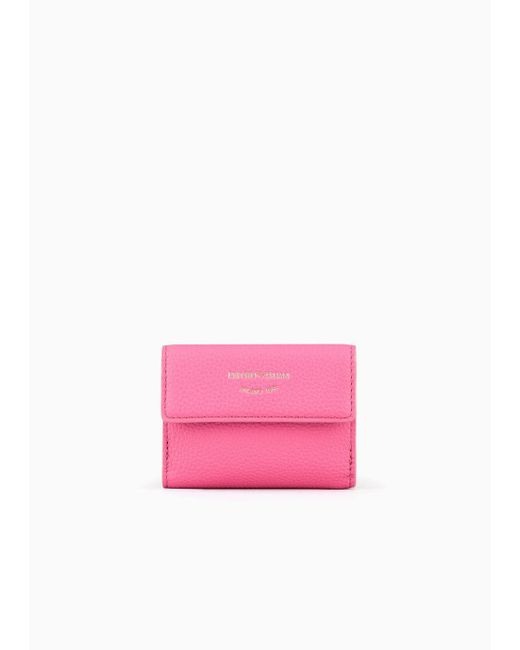 Emporio Armani Pink Myea Trifold Wallet With Deer Print