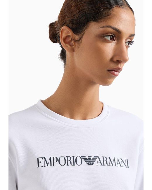 Emporio Armani White Sweatshirts Without Hood