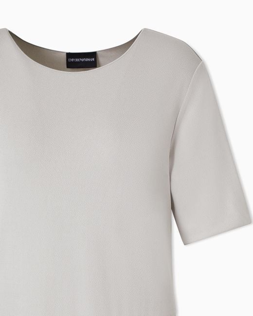 Emporio Armani White Long, Short-Sleeved Interlock Dress