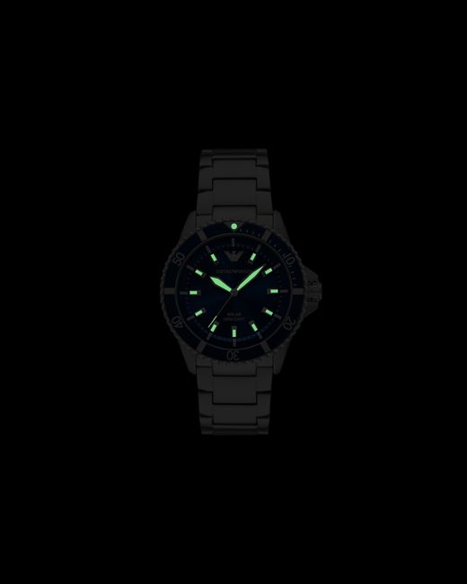 Emporio Armani Blue World Explorer Solar-Powered Three-Hand Stainless Steel Watch for men