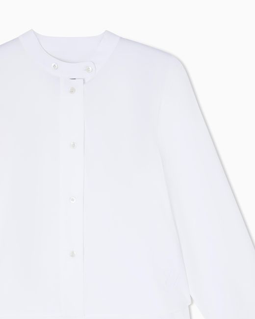 Emporio Armani White Poplin Shirt With Guru Collar