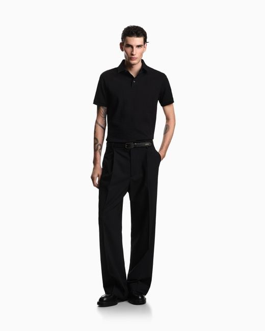 Emporio Armani Black Jersey Polo for men
