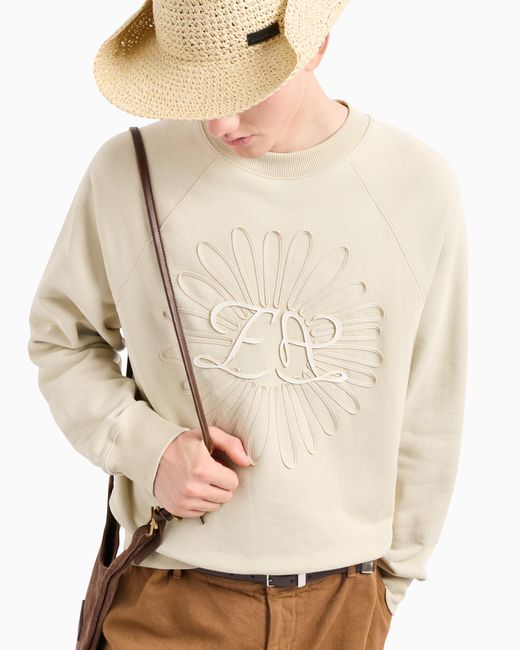 Sudadera De Punto Con Logotipo Y Bordado De Flor Asv Emporio Armani de hombre de color White