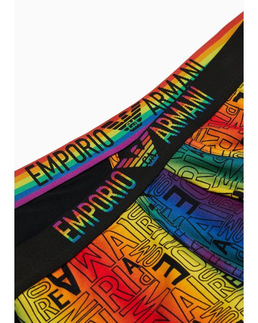 Pack 2 Parigamba Stampa E Logo Rainbow di Emporio Armani in Black da Uomo
