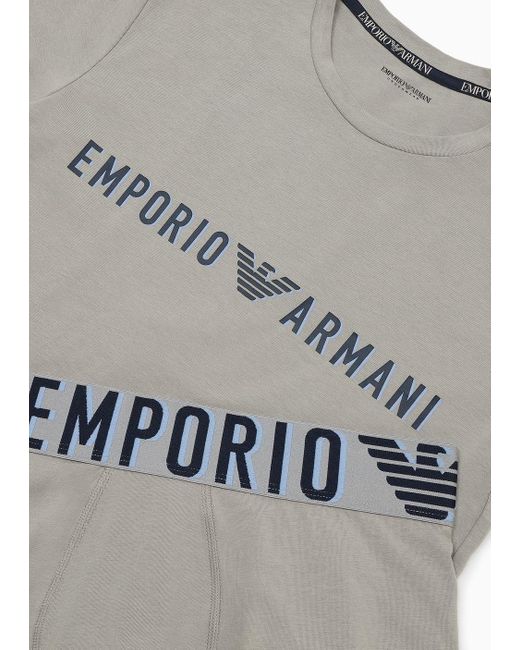 Ensemble Sous-vêtements T-shirt De Détente Et Boxer En Coton Biologique Avec Très Grand Logo Asv Emporio Armani pour homme en coloris Gray