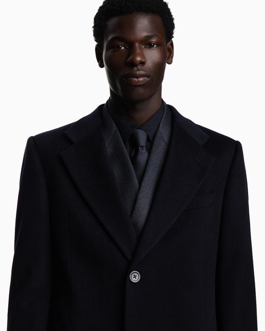 Emporio Armani Blue Single-Breasted Coat for men